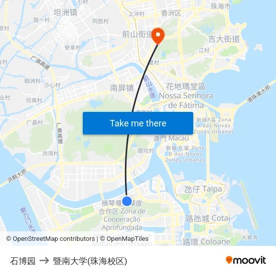 石博园 to 暨南大学(珠海校区) map