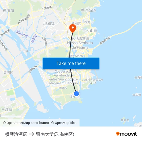 横琴湾酒店 to 暨南大学(珠海校区) map
