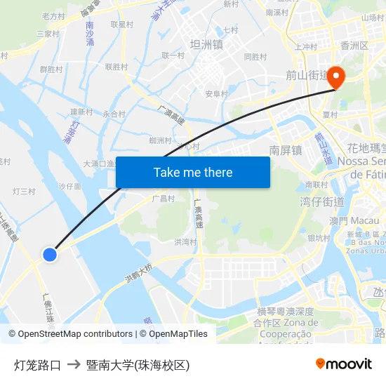 灯笼路口 to 暨南大学(珠海校区) map