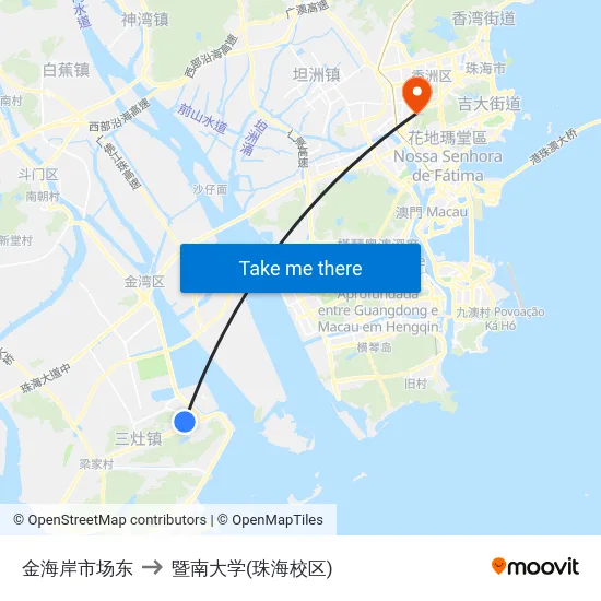 金海岸市场东 to 暨南大学(珠海校区) map
