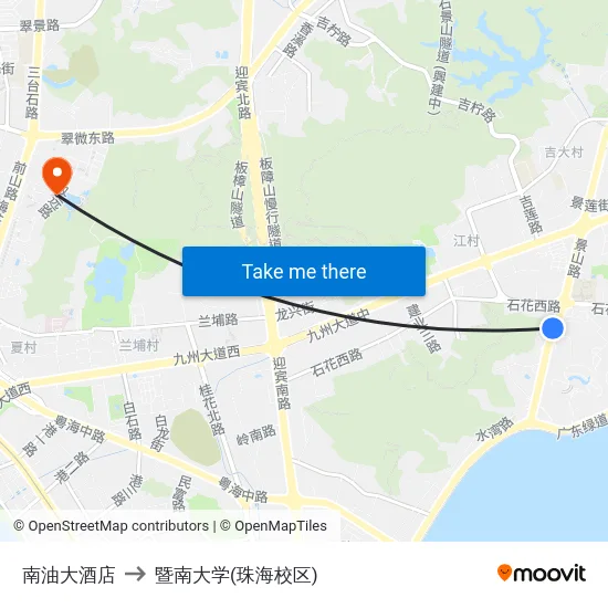 南油大酒店 to 暨南大学(珠海校区) map