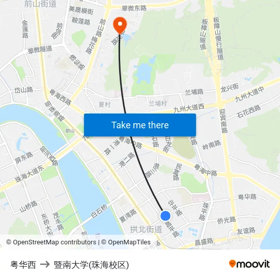 粤华西 to 暨南大学(珠海校区) map