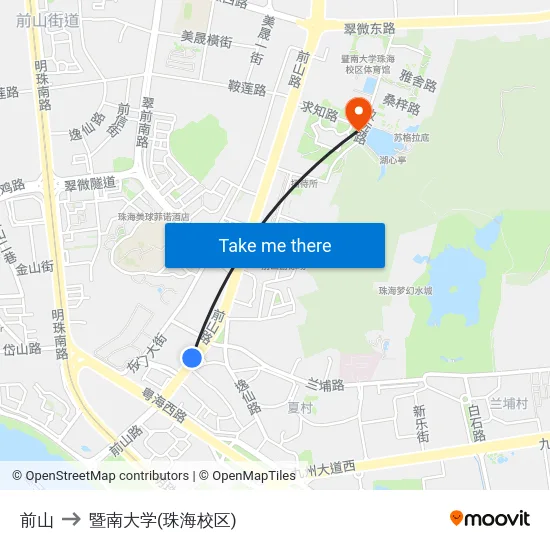 前山 to 暨南大学(珠海校区) map