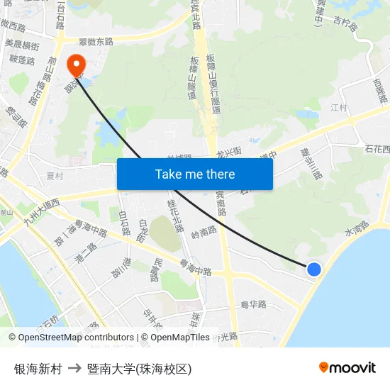 银海新村 to 暨南大学(珠海校区) map