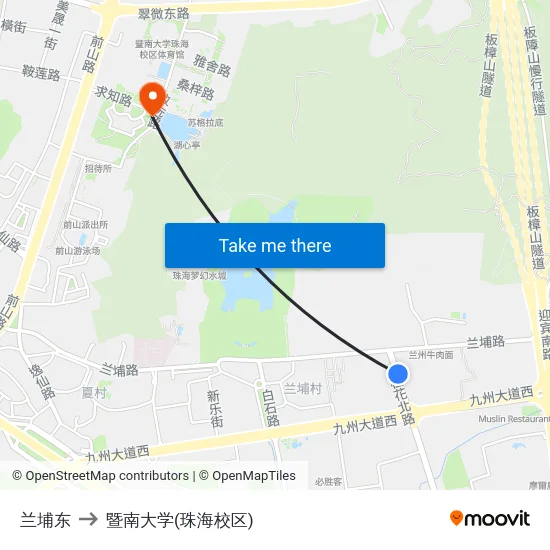 兰埔东 to 暨南大学(珠海校区) map