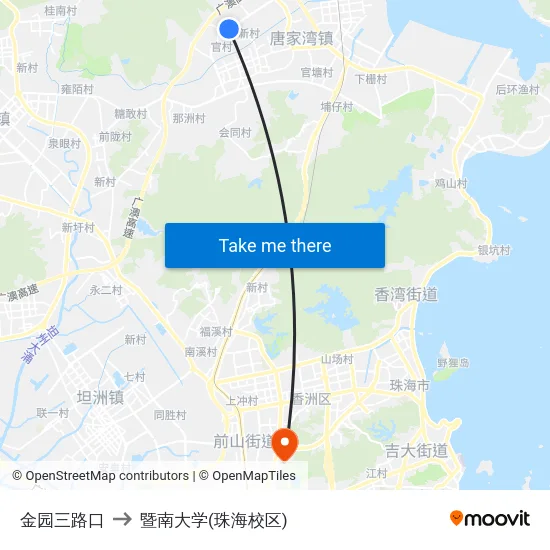 金园三路口 to 暨南大学(珠海校区) map