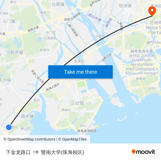 下金龙路口 to 暨南大学(珠海校区) map