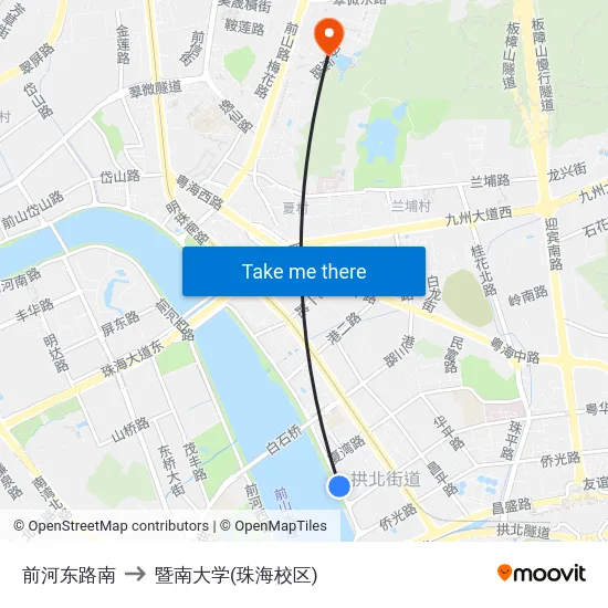 前河东路南 to 暨南大学(珠海校区) map