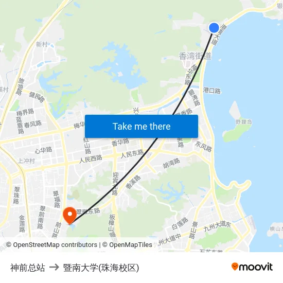神前总站 to 暨南大学(珠海校区) map