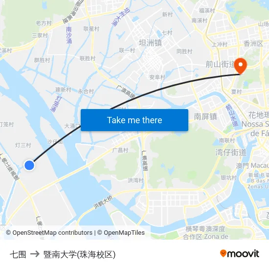 七围 to 暨南大学(珠海校区) map