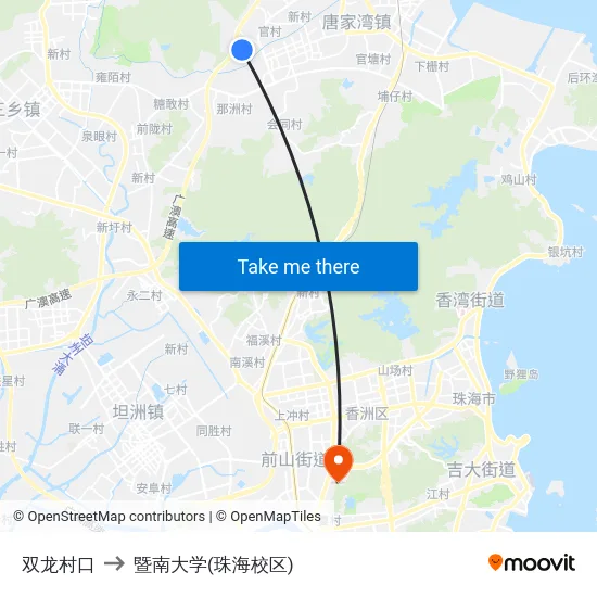 双龙村口 to 暨南大学(珠海校区) map