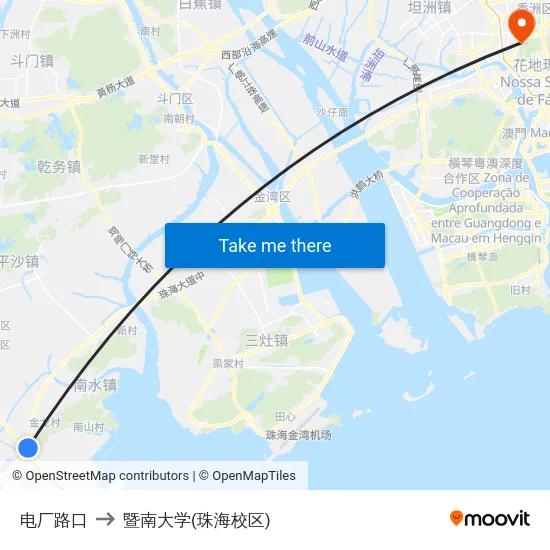 电厂路口 to 暨南大学(珠海校区) map