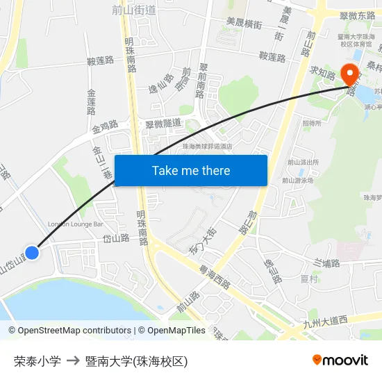 荣泰小学 to 暨南大学(珠海校区) map