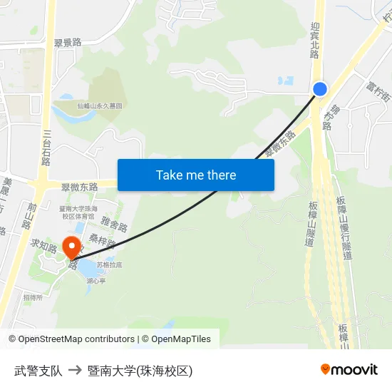 武警支队 to 暨南大学(珠海校区) map