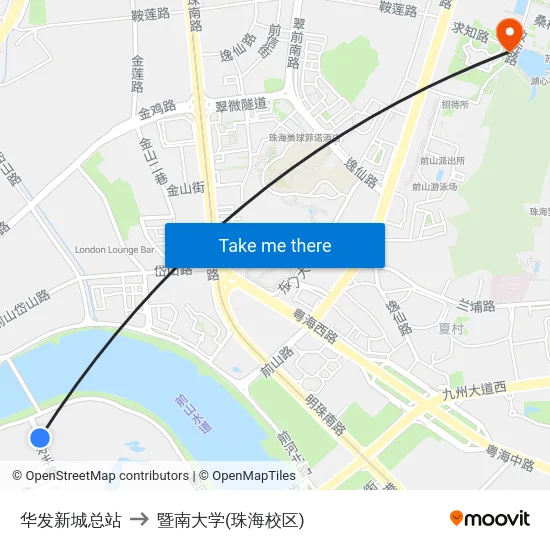 华发新城总站 to 暨南大学(珠海校区) map