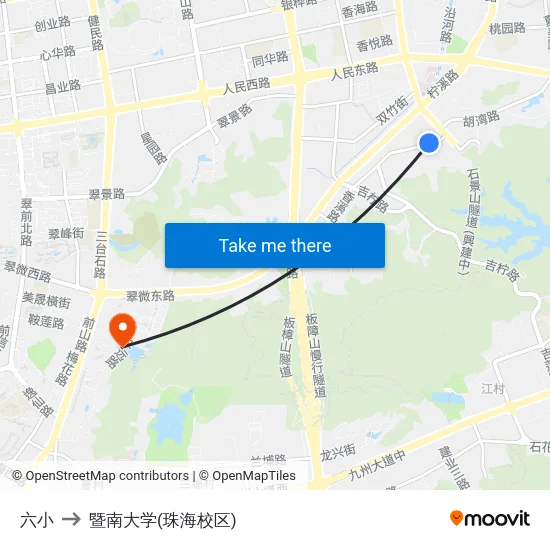 六小 to 暨南大学(珠海校区) map