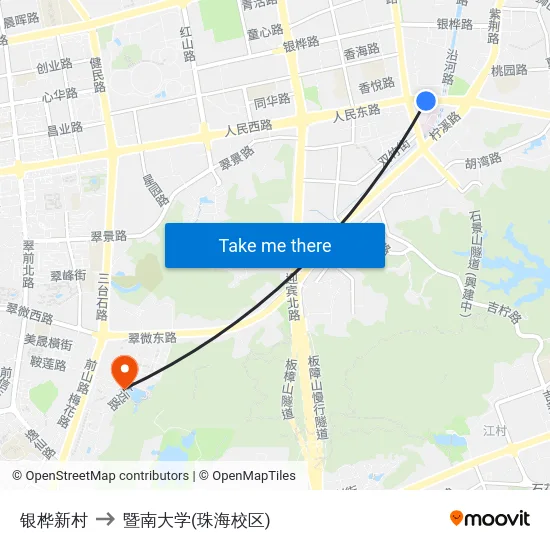 银桦新村 to 暨南大学(珠海校区) map