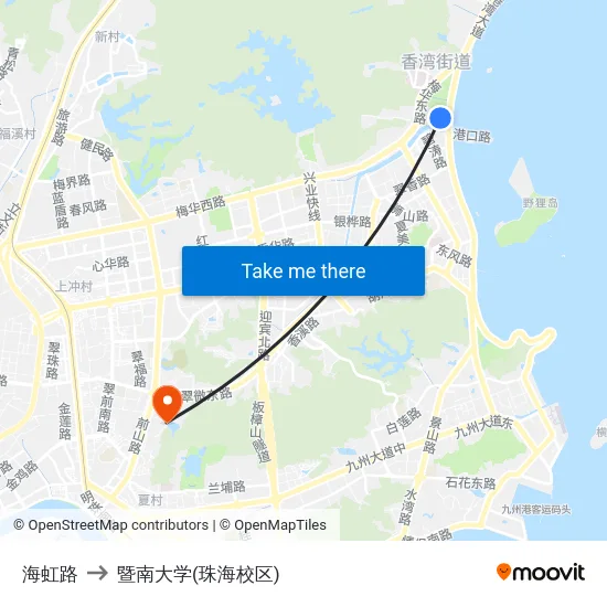 海虹路 to 暨南大学(珠海校区) map
