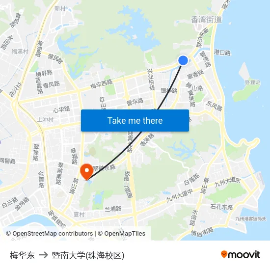 梅华东 to 暨南大学(珠海校区) map