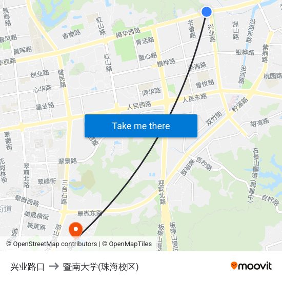 兴业路口 to 暨南大学(珠海校区) map