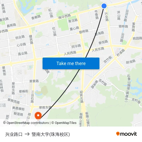 兴业路口 to 暨南大学(珠海校区) map