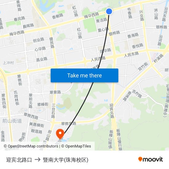 迎宾北路口 to 暨南大学(珠海校区) map