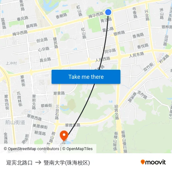 迎宾北路口 to 暨南大学(珠海校区) map
