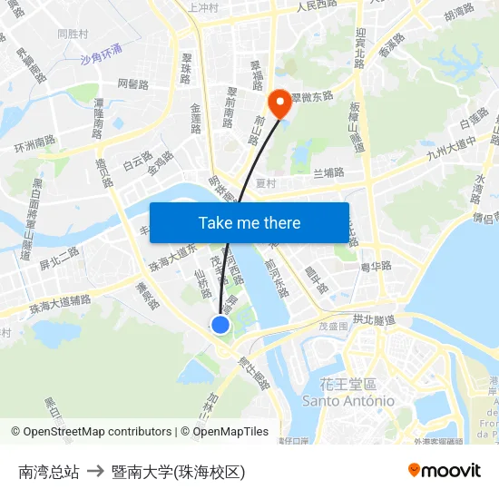 南湾总站 to 暨南大学(珠海校区) map
