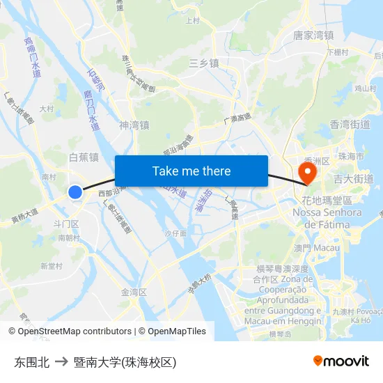 东围北 to 暨南大学(珠海校区) map