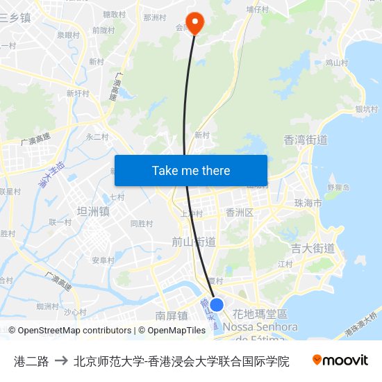 港二路 to 北京师范大学-香港浸会大学联合国际学院 map