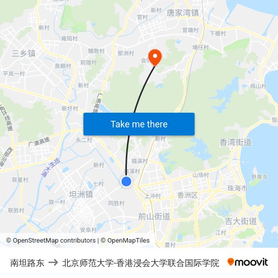 南坦路东 to 北京师范大学-香港浸会大学联合国际学院 map