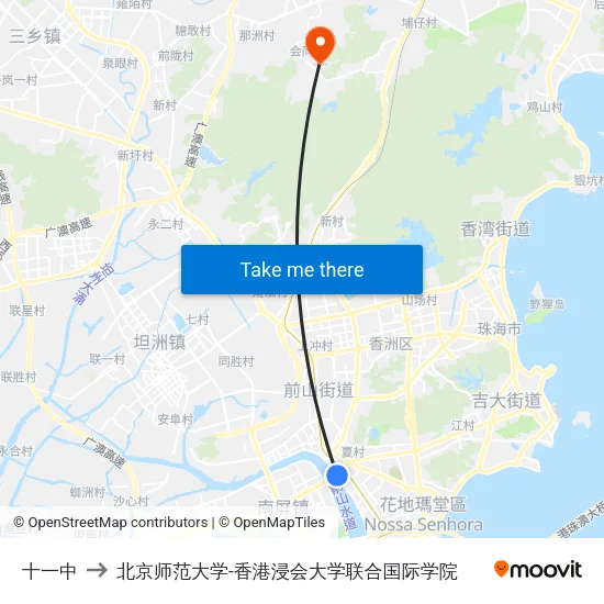 十一中 to 北京师范大学-香港浸会大学联合国际学院 map