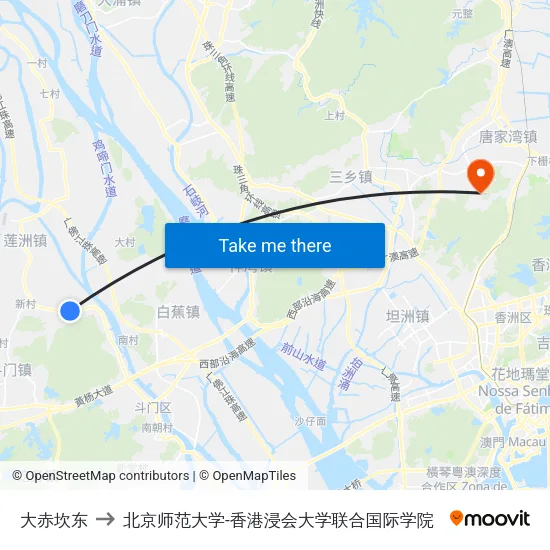 大赤坎东 to 北京师范大学-香港浸会大学联合国际学院 map