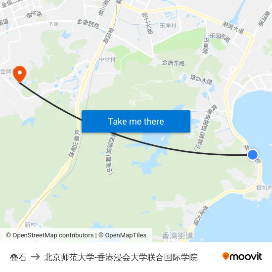 叠石 to 北京师范大学-香港浸会大学联合国际学院 map
