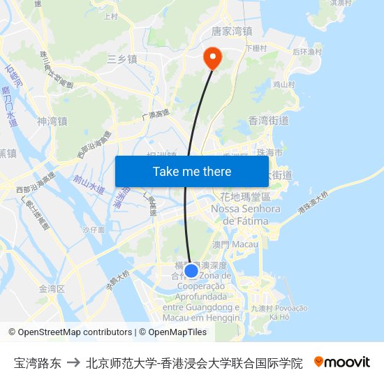 宝湾路东 to 北京师范大学-香港浸会大学联合国际学院 map