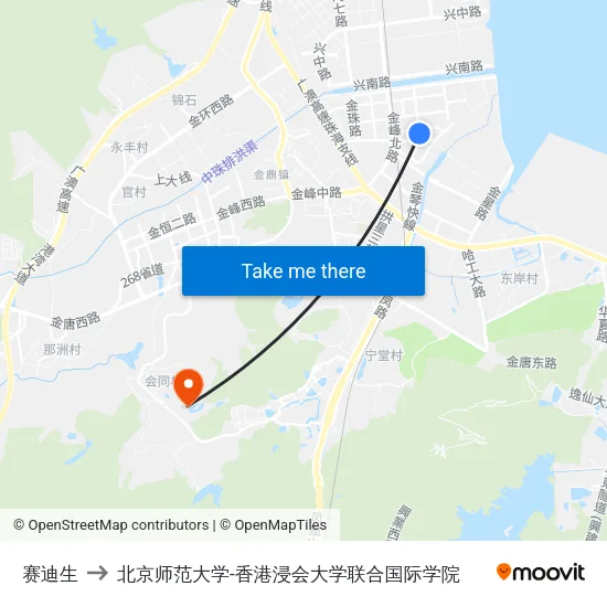 赛迪生 to 北京师范大学-香港浸会大学联合国际学院 map