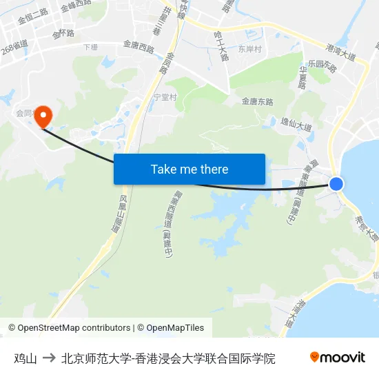 鸡山 to 北京师范大学-香港浸会大学联合国际学院 map
