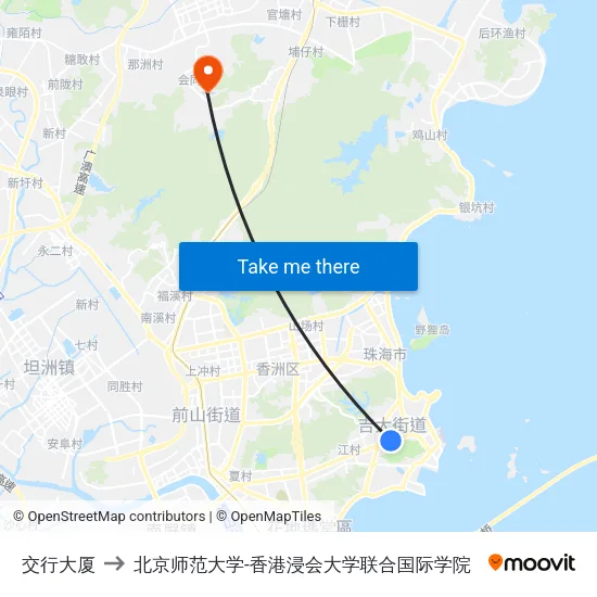 交行大厦 to 北京师范大学-香港浸会大学联合国际学院 map