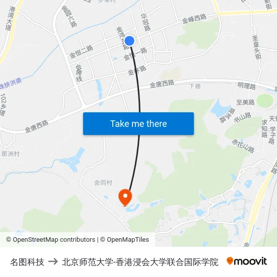 名图科技 to 北京师范大学-香港浸会大学联合国际学院 map