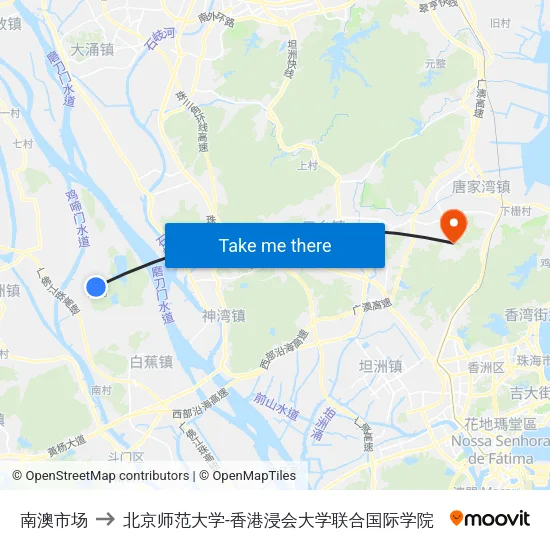 南澳市场 to 北京师范大学-香港浸会大学联合国际学院 map