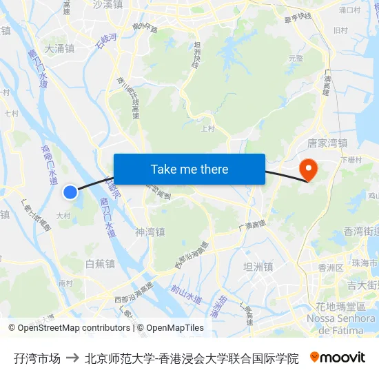 孖湾市场 to 北京师范大学-香港浸会大学联合国际学院 map