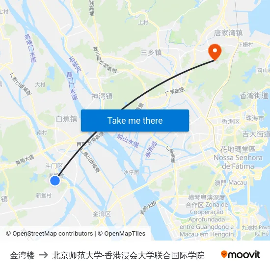 金湾楼 to 北京师范大学-香港浸会大学联合国际学院 map
