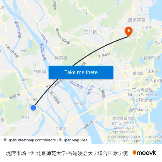 坭湾市场 to 北京师范大学-香港浸会大学联合国际学院 map