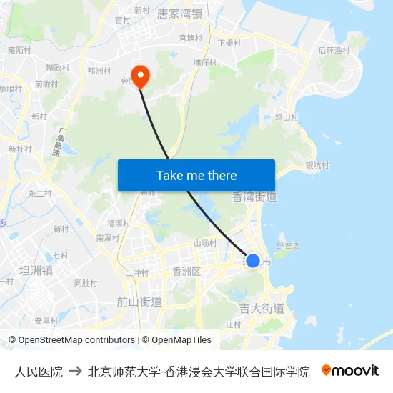 人民医院 to 北京师范大学-香港浸会大学联合国际学院 map