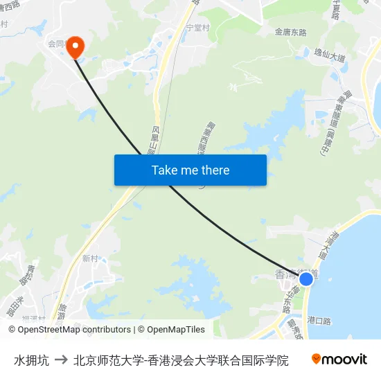 水拥坑 to 北京师范大学-香港浸会大学联合国际学院 map