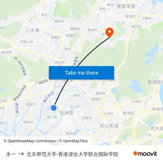 永一 to 北京师范大学-香港浸会大学联合国际学院 map