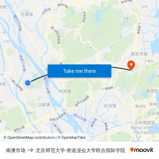 南澳市场 to 北京师范大学-香港浸会大学联合国际学院 map