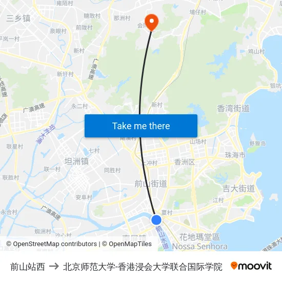 前山站西 to 北京师范大学-香港浸会大学联合国际学院 map