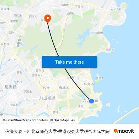 信海大厦 to 北京师范大学-香港浸会大学联合国际学院 map