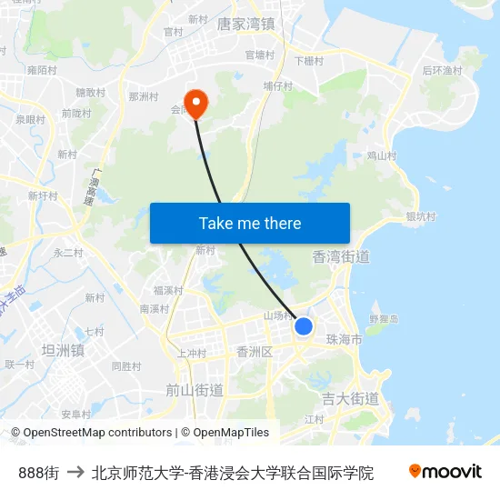 888街 to 北京师范大学-香港浸会大学联合国际学院 map